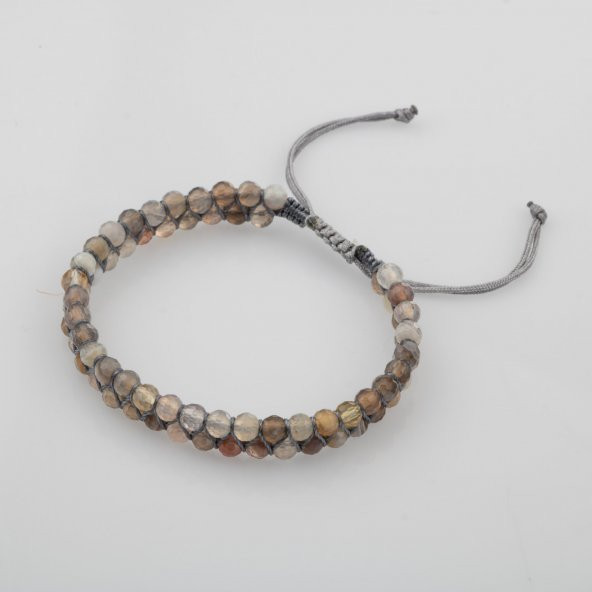 Botswana Akiği 3-4mm Çift Sıra Doğal Taş Bileklik - 9