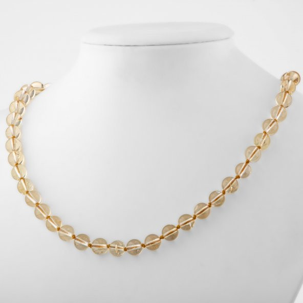 Sitrin 8 mm Düğümlü Doğal Taş Kolye - 2