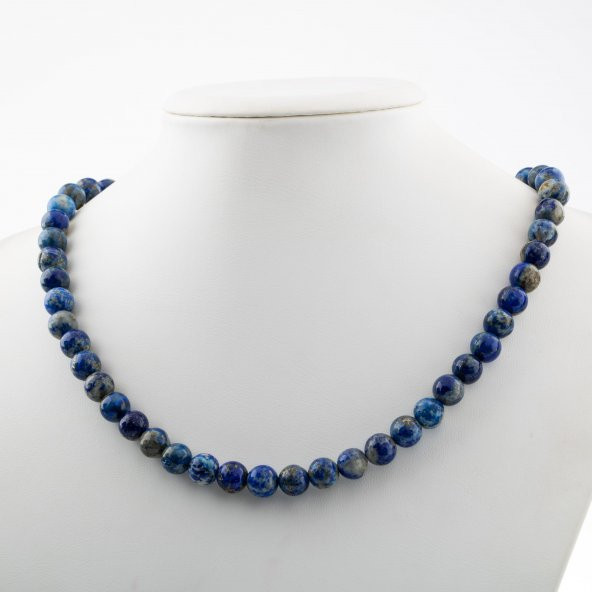 Lapis Lazuli 8 mm Dizi Doğal Taş Kolye - Resim 2