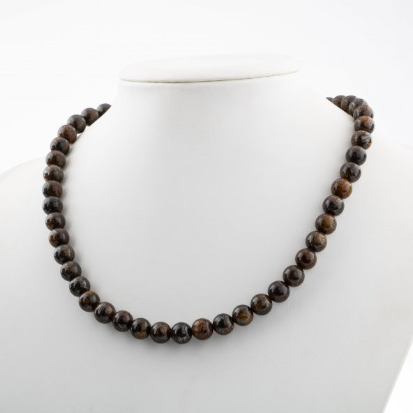 Bronzit 8 mm Dizi Doğal Taş Kolye