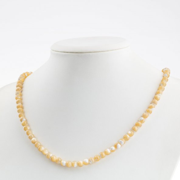 Sedef 6 mm Dizi Doğal Taş Kolye - 2