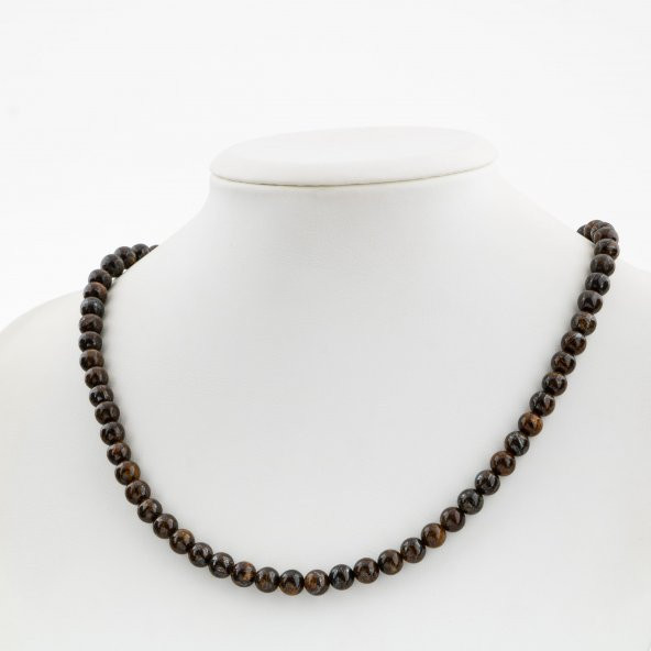 Bronzit 6 mm Dizi Doğal Taş Kolye - 2