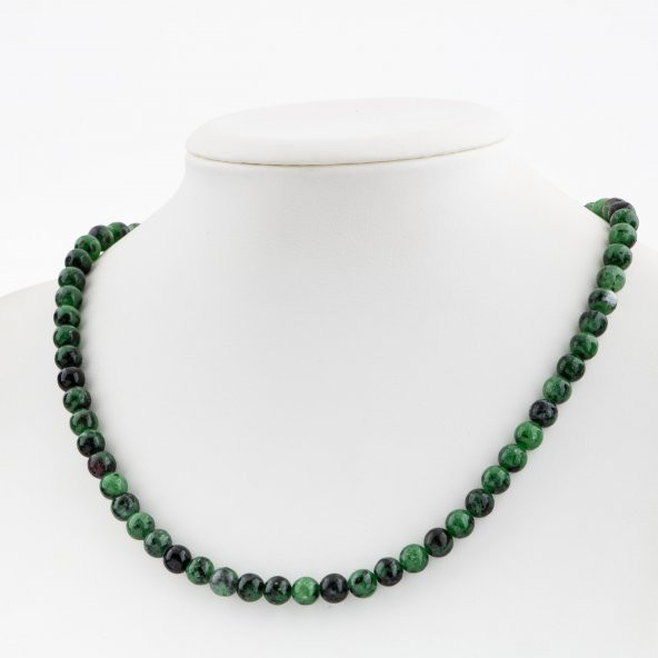 Anyolit 6 mm Dizi Doğal Taş Kolye - 2