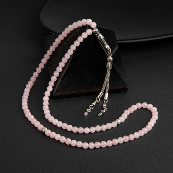 Pembe Kuvars (Gül Kuvars) Doğal Taş Tesbih 99luk - 6mm - 2