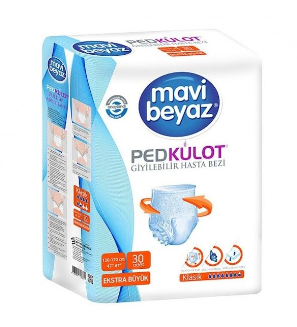 Mavi Beyaz Ped Külot Emici Ekstra Büyük Boy Xlarge 30lu paket