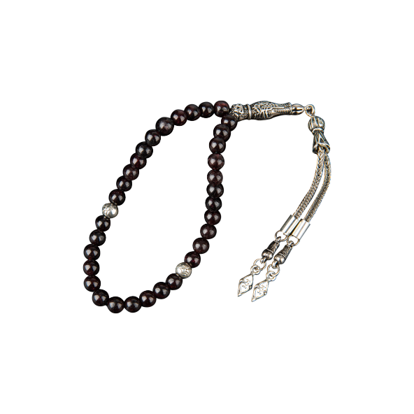 Bordo Granat Lal Doğal Taş Tesbih 33lük - 6mm - 1