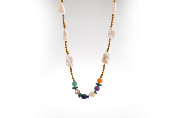 Çakra İnci Kolye Ametist, Dumanlı Kuvars, İnci, Lapis Lazuli, Sitrin - 4