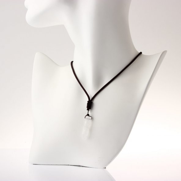 Kristal Kuvars Doğal Taş Kolye Ucu 3cm - 2