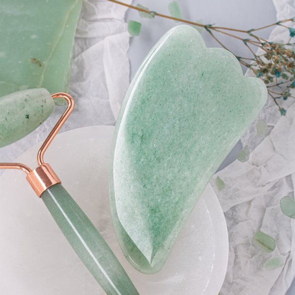 Aventurin Taşı Masaj Takımı - Roller ve Gua Sha Kaz Ayaklı Set - 2