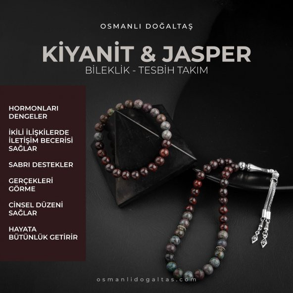 Ruby Kiyanit-Dragon Jasper Doğal Taş Tesbih Bileklik Seti