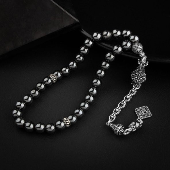 Hematit Doğal Taş 8mm Gümüş Tesbih - 2