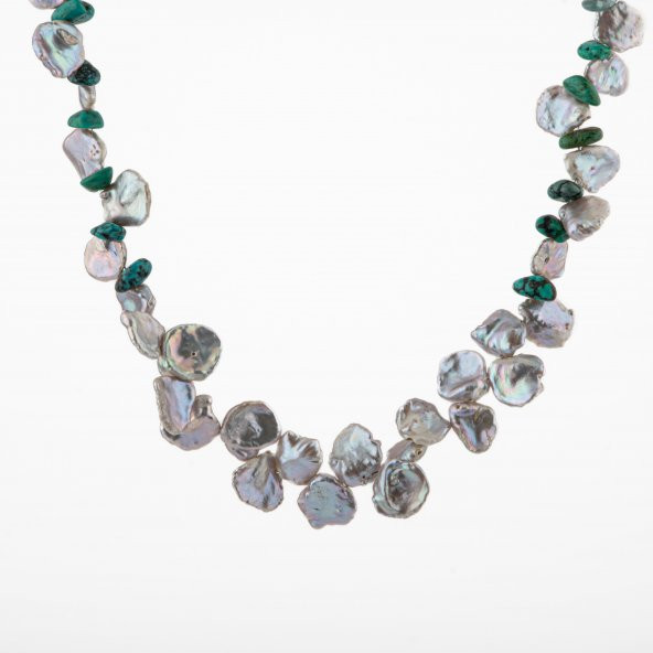 Alina, İnci Firuze Doğal Taş Kolye