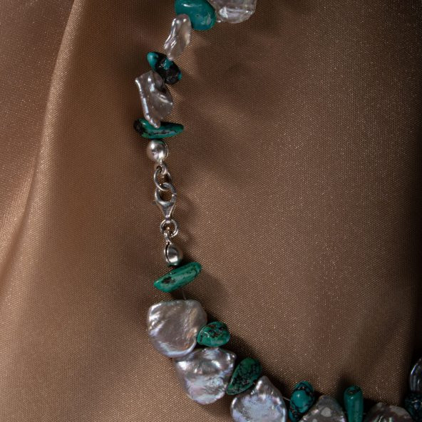 Alina, İnci Firuze Doğal Taş Kolye - 9