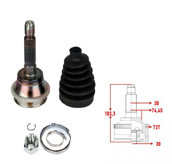 AKS KAFASI ÖN DIŞ KARSAN J10 ABSLİ 72 DİŞ K320403
