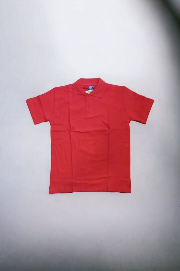 Kırmızı Kısa Kol 6-16 Yaş Çocuk Okul Lakos Tişört/T-Shirt -