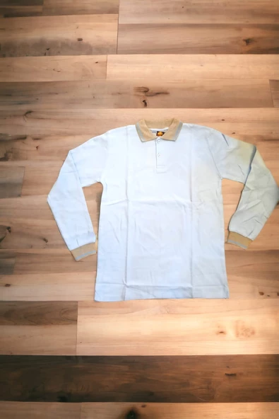 Polo Yaka Tişört uzun kol Gri çizgili yaka Açık mavi Okul Tişört/t-shirt - 2