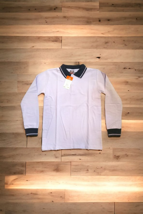 Polo Yaka Tişört uzun kol Siyah çizgi yaka LİLA Okul Tişört/t-shirt