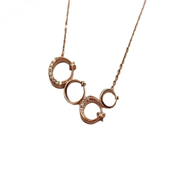 Gevheranss Zirkon Taşlı Ayyıldızlı Rose Kolye - GK160026798