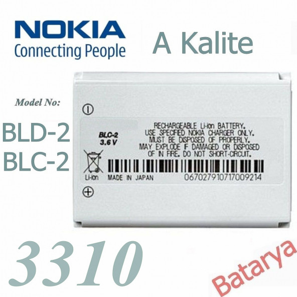 Nokia Bld-2 Blc-2 Batarya 3310 3330 3350 3410 3510 Uyumlu Batarya