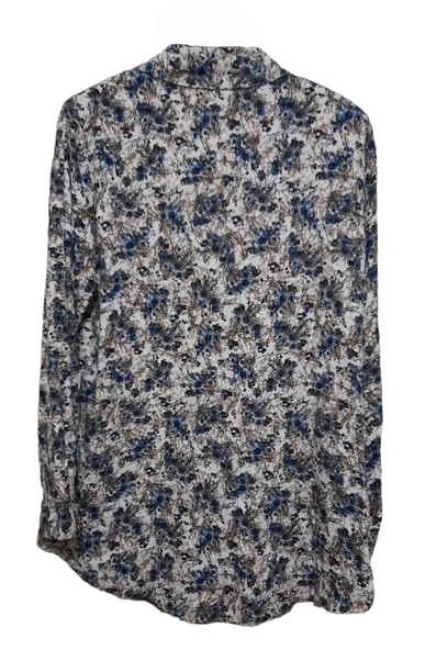 KEHİLA BÜYÜK BEDEN KREM-MAVİ DESENLİ GÖMLEK - 2