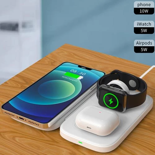 Coofbe Katlanabilir 3İN1 Masaüstü Telefon Şarj Standı Kulaklık Saat İphone Şarj İphone 12 13 14 Pro Max Şarj - 9
