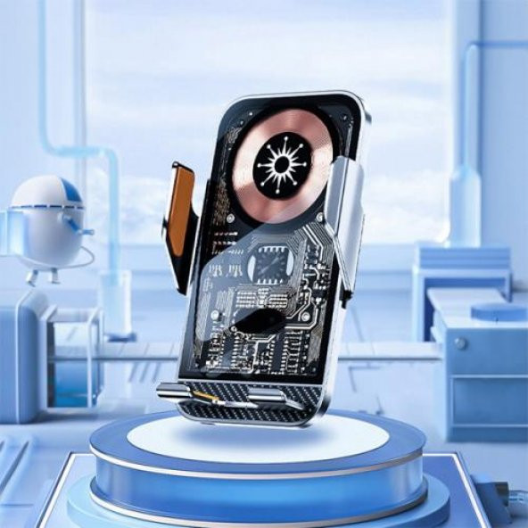 Coofbe Super Şarj 15W Otomatik Açılıp Kapanan Kablosuz Araç Şarjı Araç Telefon Tutucu Titremez Şeffaf - 2