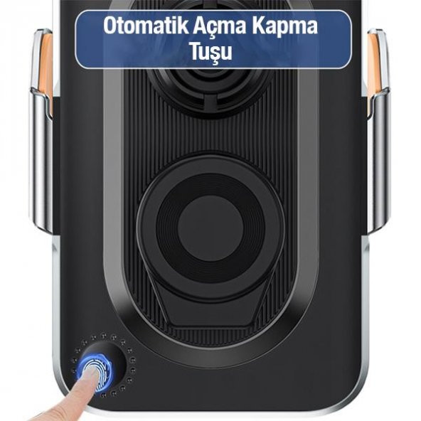 Coofbe Super Şarj 15W Otomatik Açılıp Kapanan Kablosuz Araç Şarjı Araç Telefon Tutucu Titremez Şeffaf - 5