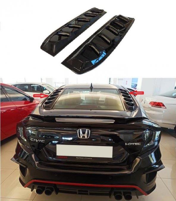 Oled Garaj Honda Civic FC5 İçin Uyumlu Cam Üstü Kaplama 2 Parça Piano Black
