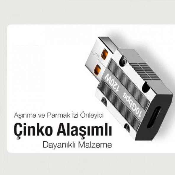 Coofbe 120W 10Gbps Veri Aktarım Type-C to USB Çevirici Dönüştürücü Macbook iPad Dönüştürücü 120W Şarj - 5