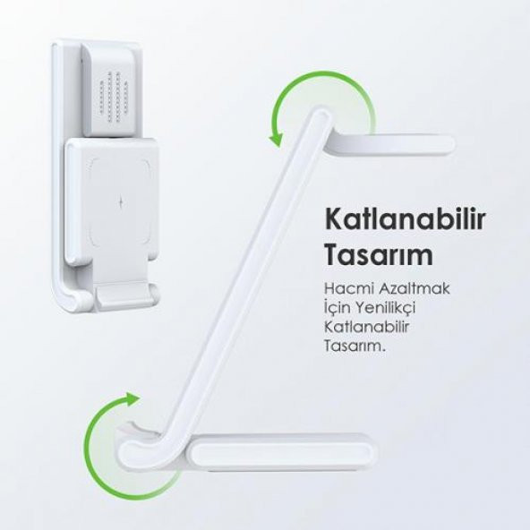 Coofbe Çift Bobinli 15W Super Şarj 3in1 Masaüstü Telefon Şarjı Kulaklık Saat Şarjı İphone Şarj Stand - 4
