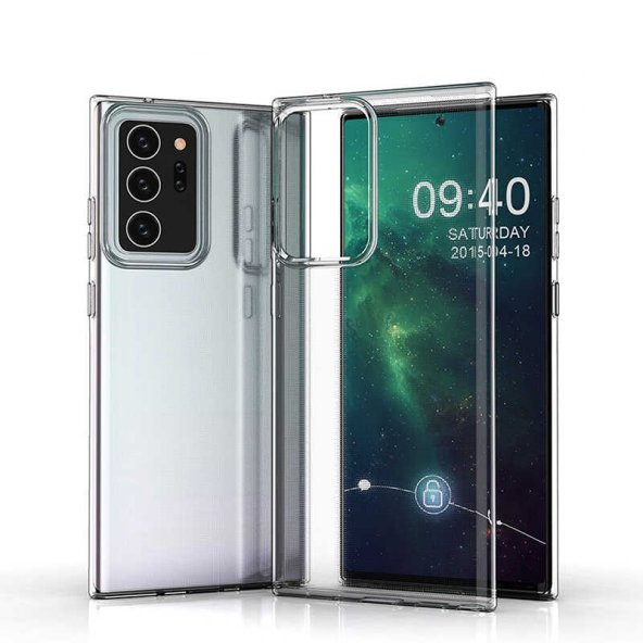Samsung Galaxy Note 20 Ultra Kılıf Şeffaf Esnek Kamera Korumalı Silikon -SÜPER-