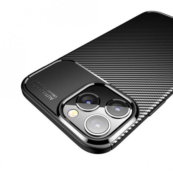 Apple  iPhone 14 Pro Kılıf Karbon Fiber Ultra Kamera Korumalı Renk Atmaz Desenli -NEGRO-