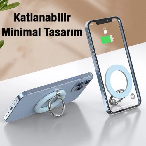 Coofbe Magsafe Mıknatıslı İphone 12 13 14 Seri Telefon Arkası Yüzük Tutucu İphone Masaüstü Stand - 4