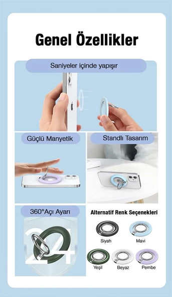 Coofbe Magsafe Mıknatıslı İphone 12 13 14 Seri Telefon Arkası Yüzük Tutucu İphone Masaüstü Stand - 12