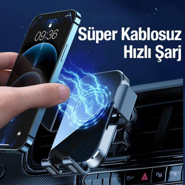 Coofbe Super Şarj 15W Akıllı Isı Kontrollü Kablosuz Araç Şarjı Araç İçi Telefon Tutucu 15W Ultra Hız - 4