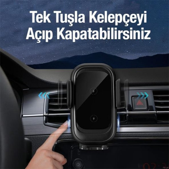 Coofbe Super Şarj 15W Dikey Yatay Kullanım Çift Bobinli Kablosuz Araç Şarjı Araç İçi Telefon Tutucu - 4
