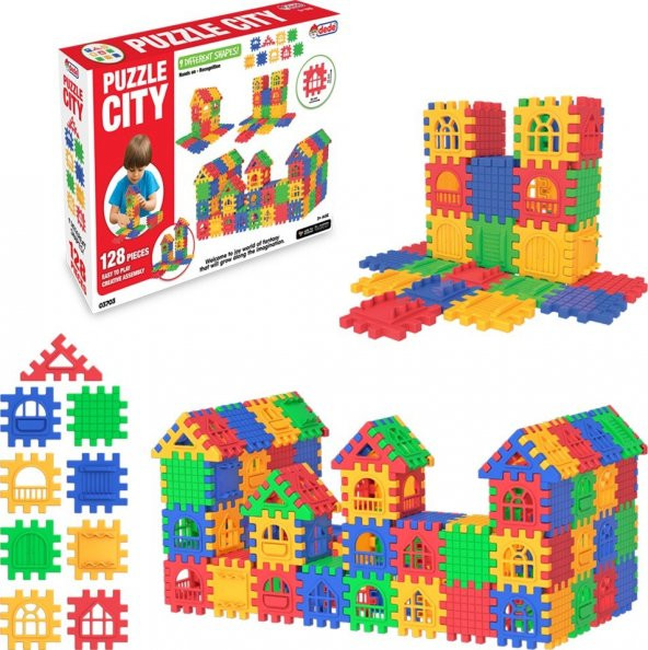 Dede Puzzle City 3D Yapı ve Tasarım Blokları 128 Parça - 2