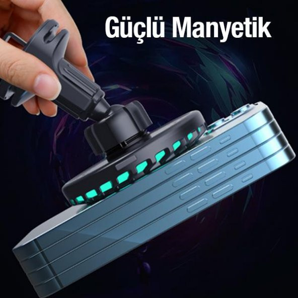 Coofbe Super Şarj Magsafe RGB Işıklı 15W Kablosuz Araç Şarj Araç Tutucu İphone 12 13 14 Pro Max Şarj - 4