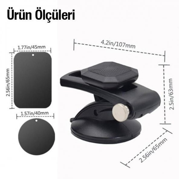 Coofbe Ulta Güçlü Mıknatıslı Araç Torpido Üzeri Araç Tutucu Araç İçi Telefon Tutucu Döndürülebilir - 8