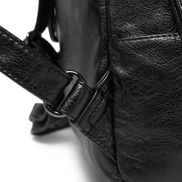 Yıkama Deri Orta Boy Kadın Sırt Çantası 21-K Barcelona 1675 - Resim 9