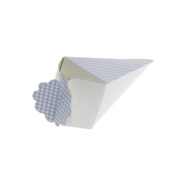 50 Adet 12cm Karton Küçük Külah Ekoseli Lokumluk - 5