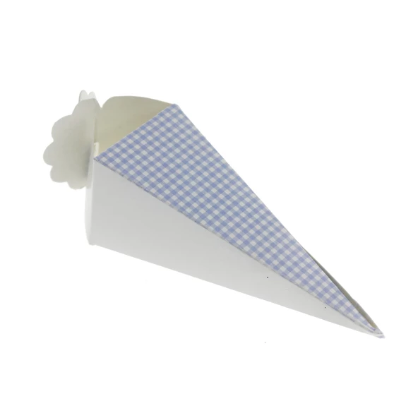 50 Adet 12cm Karton Küçük Külah Ekoseli Lokumluk - 4