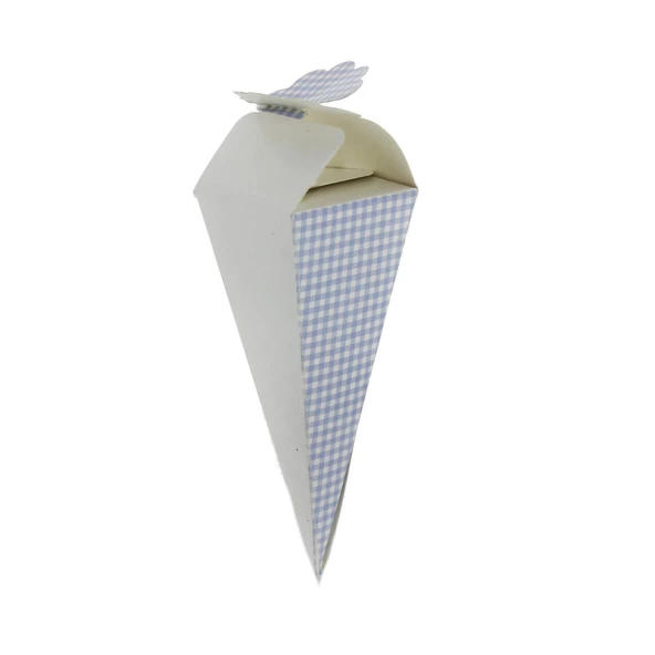 50 Adet 12cm Karton Küçük Külah Ekoseli Lokumluk - 3