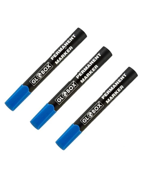 Globox Permanent Markör Koli Kalemi Mavi 3lü
