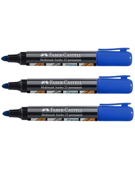 Faber Castell Multimark Jumbo 23 Permanent Mavi 3lü