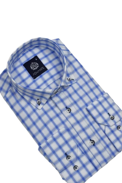 Erkek Ekose Klasik Uzun Kol Gömlek Oxford BGL-ST02987 - Resim 3