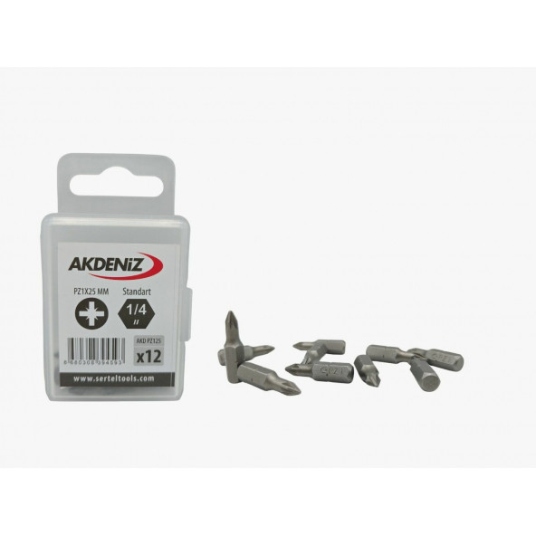 Akdeniz AKD/125 1/4 Yıldız Pz1x25 Mm 192 Adet Bits Uç