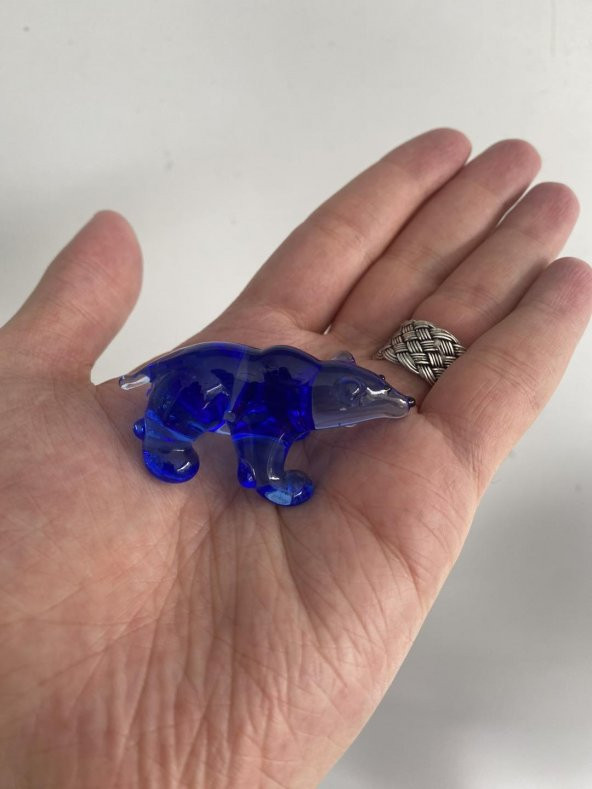 El Yapımı Murano Cam Kutup Ayısı Biblo A06 - Resim 6