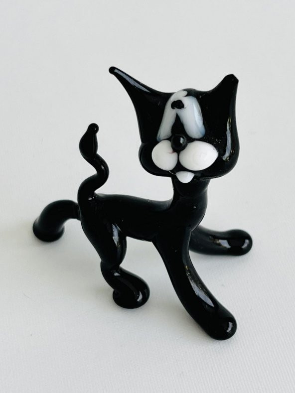El Yapımı Murano Cam Kedi Biblo A08 - Resim 4
