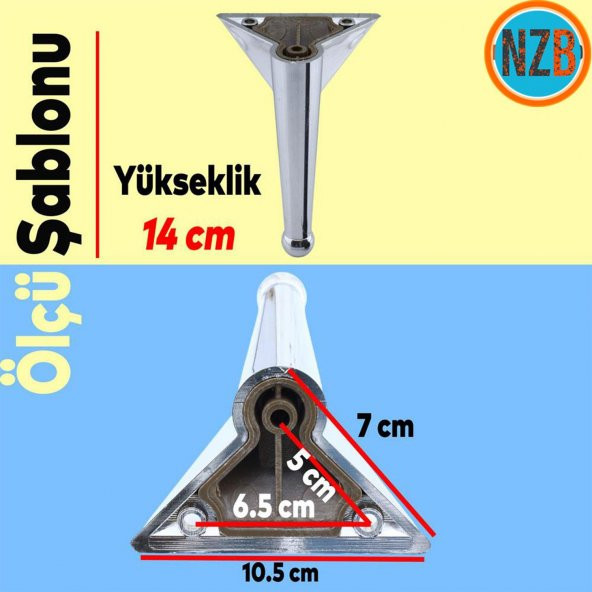 Mobilya Kanepe Sehpa TV Ünitesi Koltuk Ayağı 14 cm Krom Renk Baza Ayak - Resim 3